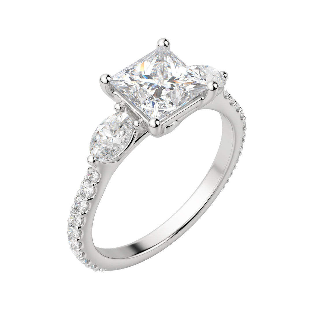 RHEA ACCENTED PRINCESS CUT MOISSANITE ENGAGEMENT RING