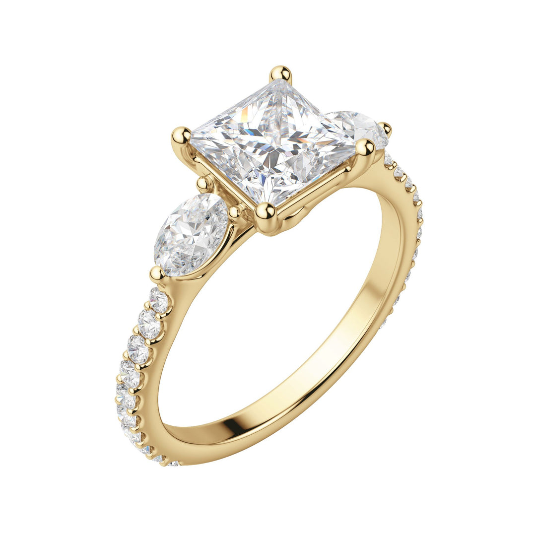 RHEA ACCENTED PRINCESS CUT MOISSANITE ENGAGEMENT RING