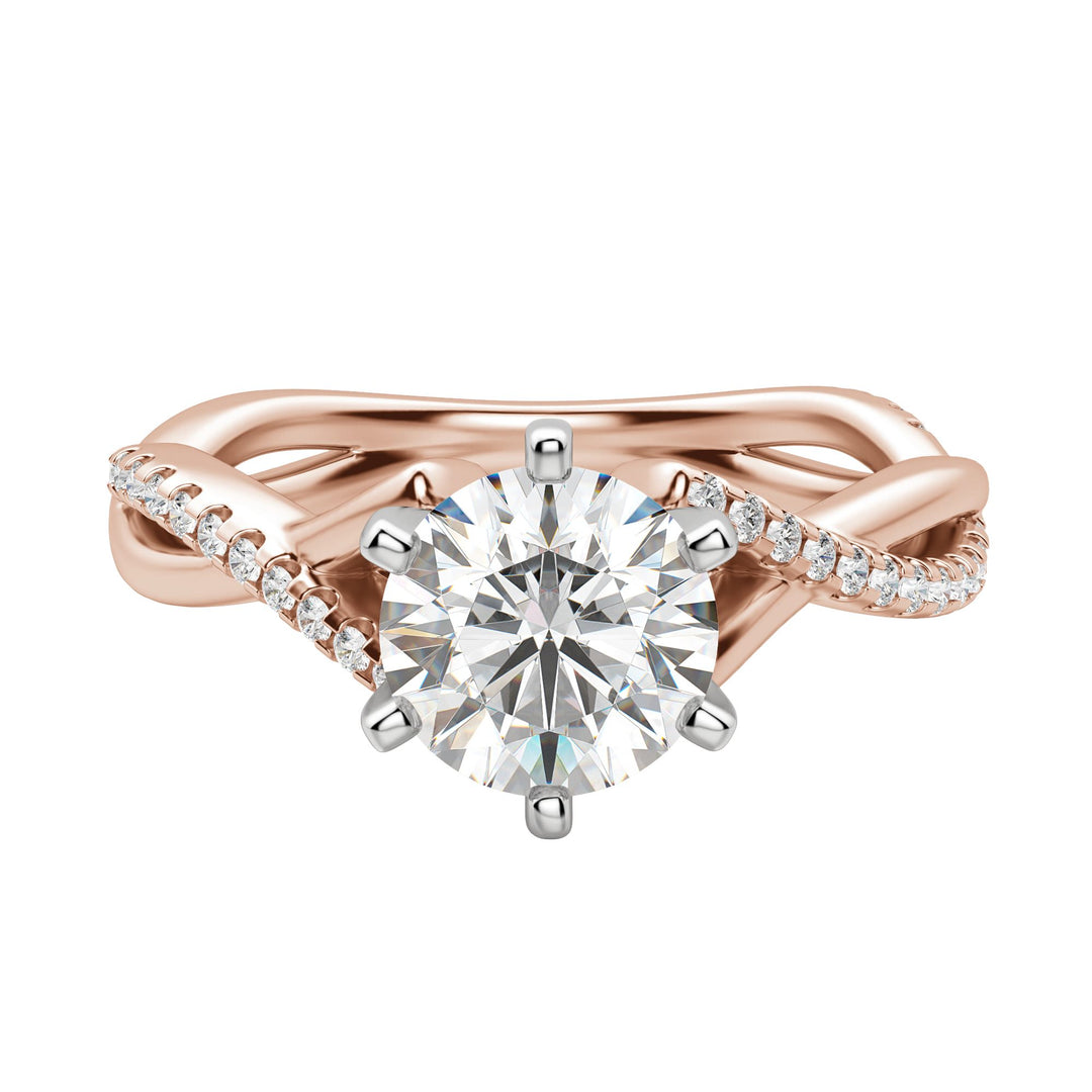 CHIC ACCENTED ROUND CUT MOISSANITE ENGAGEMENT RING