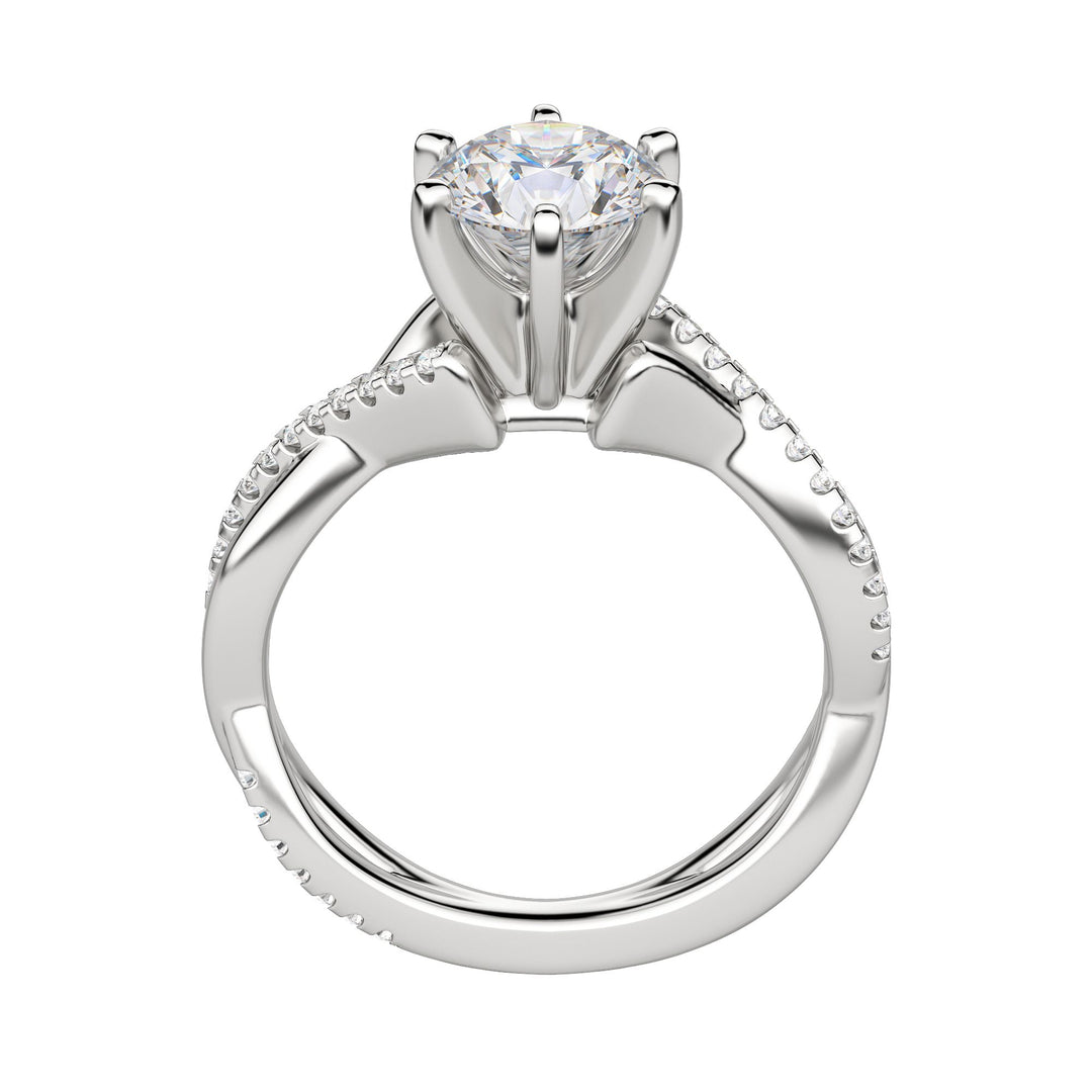 CHIC ACCENTED ROUND CUT MOISSANITE ENGAGEMENT RING