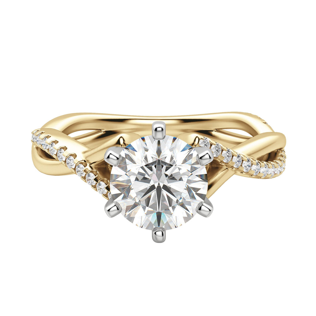 CHIC ACCENTED ROUND CUT MOISSANITE ENGAGEMENT RING