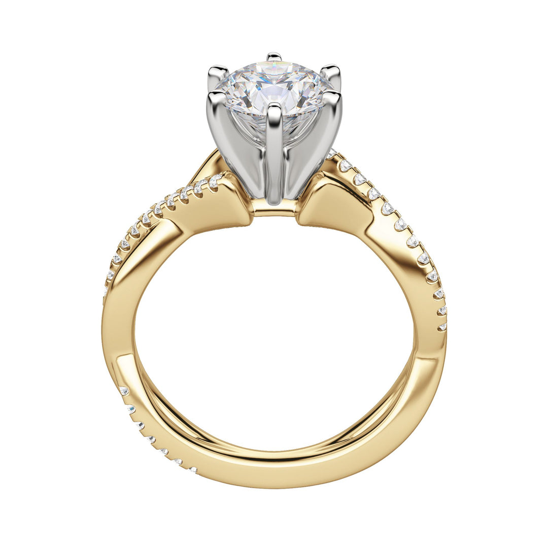 CHIC ACCENTED ROUND CUT MOISSANITE ENGAGEMENT RING