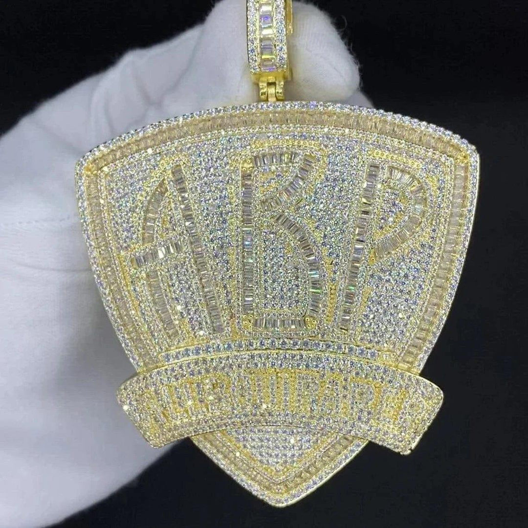 ALL BOUT PAPER BIG LUXURY BAGUETTE & ROUND MOISSANITE DIAMOND ABP ICED OUT PENDANT