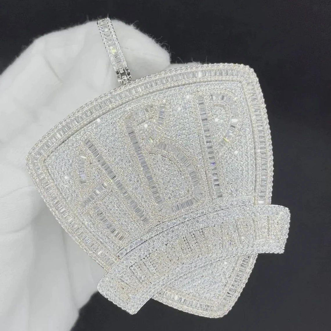 ALL BOUT PAPER BIG LUXURY BAGUETTE & ROUND MOISSANITE DIAMOND ABP ICED OUT PENDANT