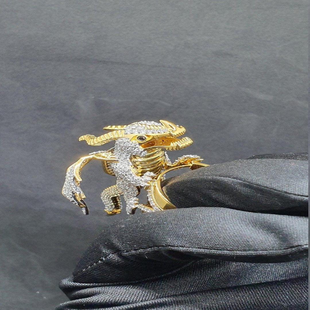 ANIMAL DRAGON SHAPED IN 925 SILVER WITH MOISSANITE STONE TRENDY CUSTOMIZED RING