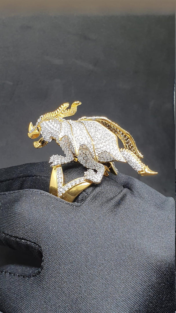 ANIMAL DRAGON SHAPED IN 925 SILVER WITH MOISSANITE STONE TRENDY CUSTOMIZED RING