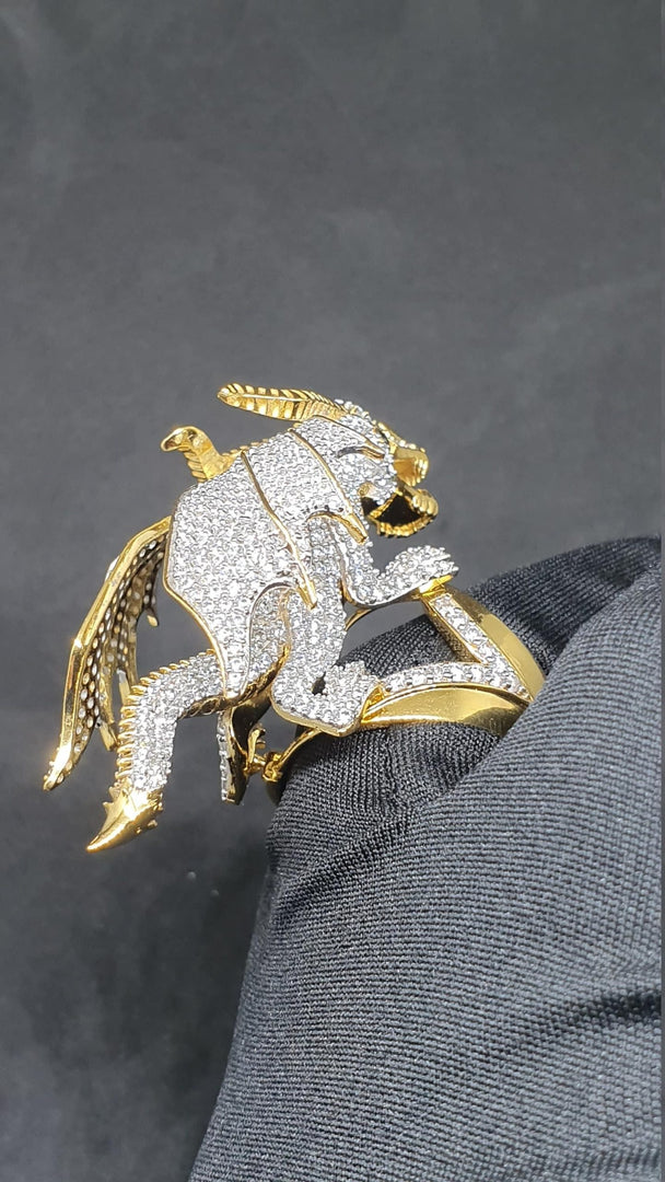 ANIMAL DRAGON SHAPED IN 925 SILVER WITH MOISSANITE STONE TRENDY CUSTOMIZED RING