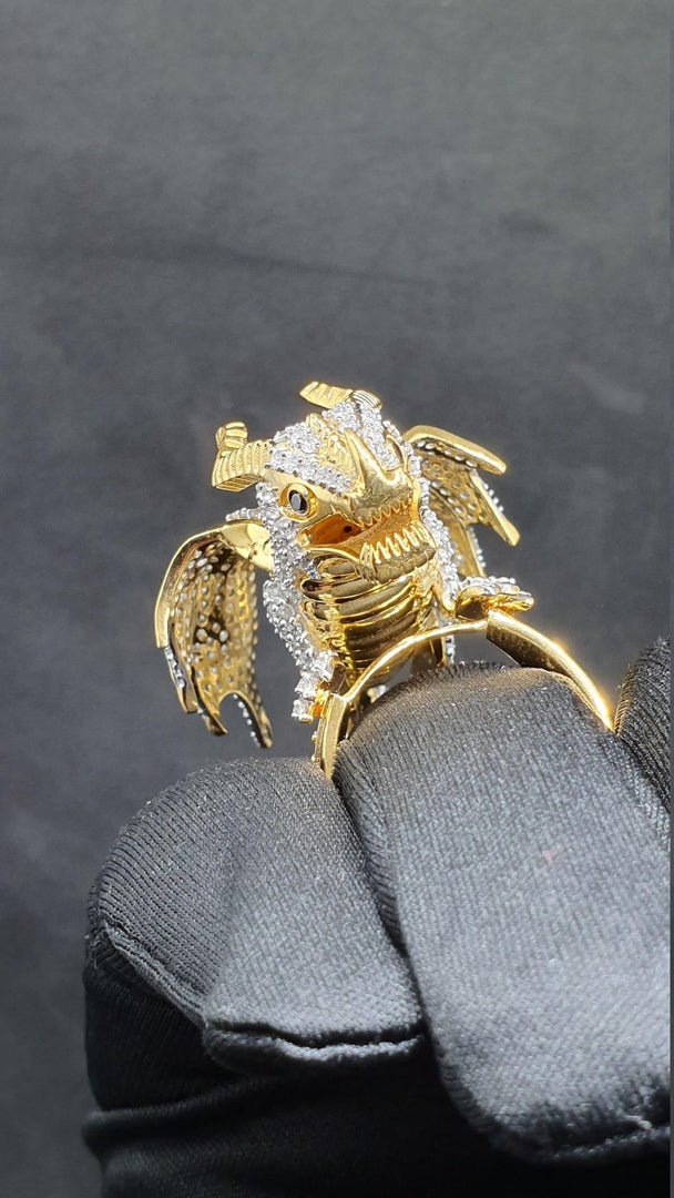 ANIMAL DRAGON SHAPED IN 925 SILVER WITH MOISSANITE STONE TRENDY CUSTOMIZED RING