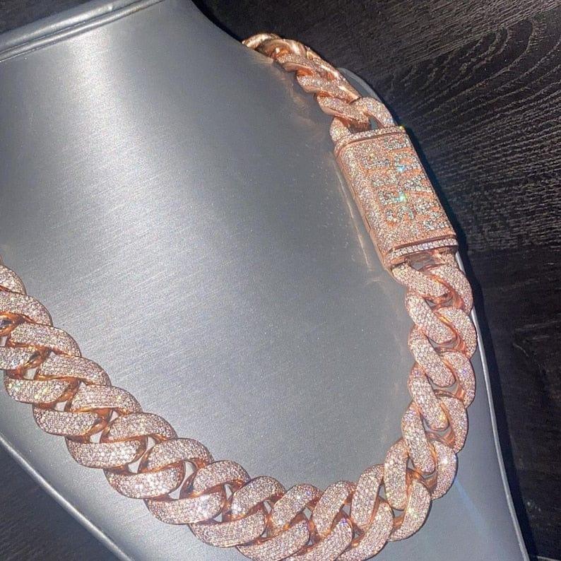 rose gold diamond cuban link chain