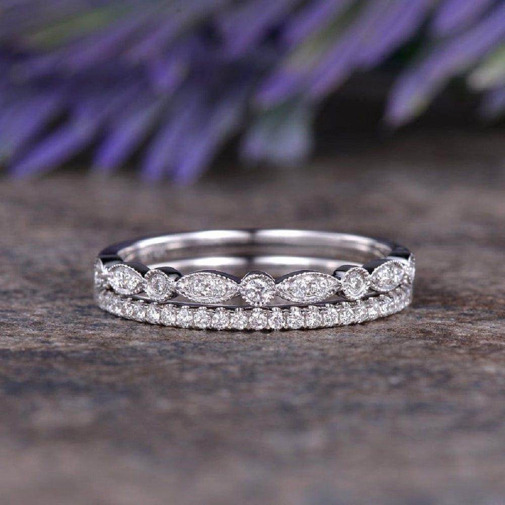 ART DECO MILGRAIN ETERNITY STACKING BAND SIMPLE WEDDING BAND