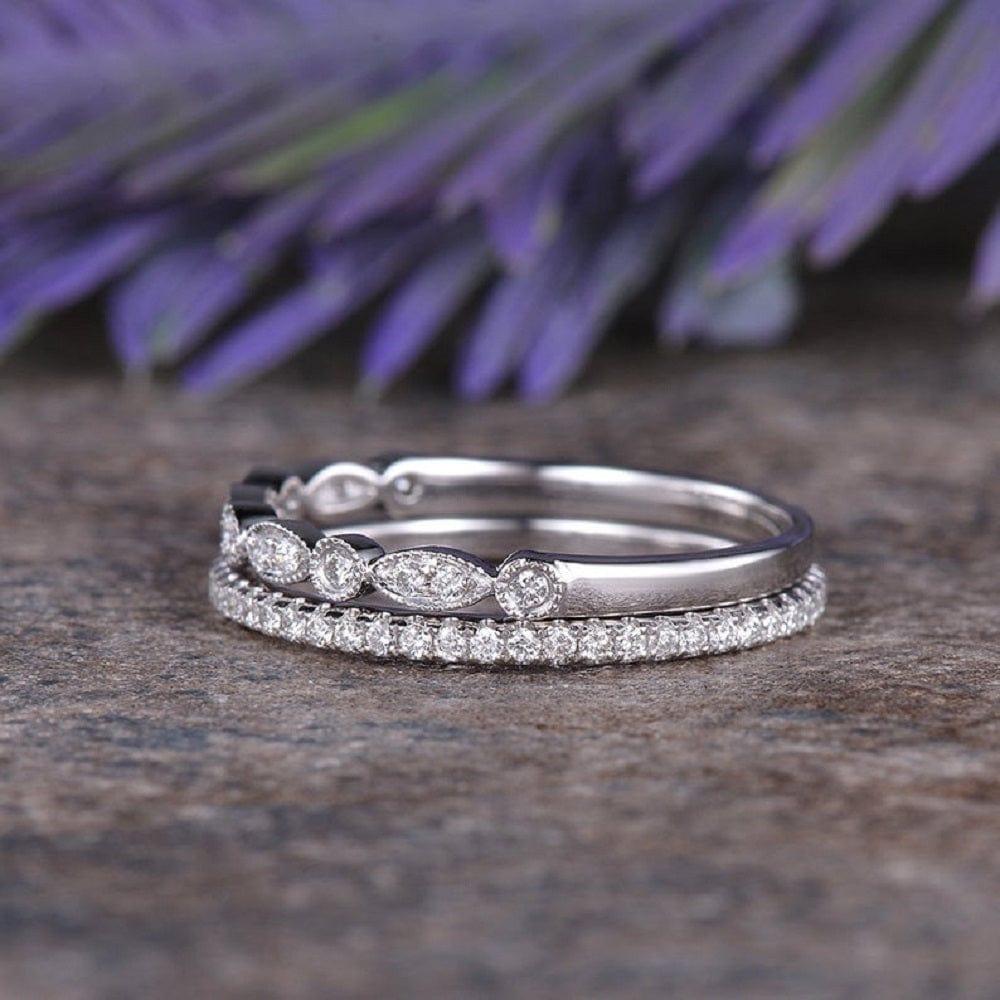 ART DECO MILGRAIN ETERNITY STACKING BAND SIMPLE WEDDING BAND