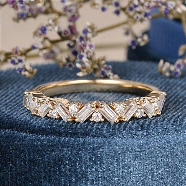 ART DECO WEDDING BAND MOISSANITE WEDDING STACKABLE BAND