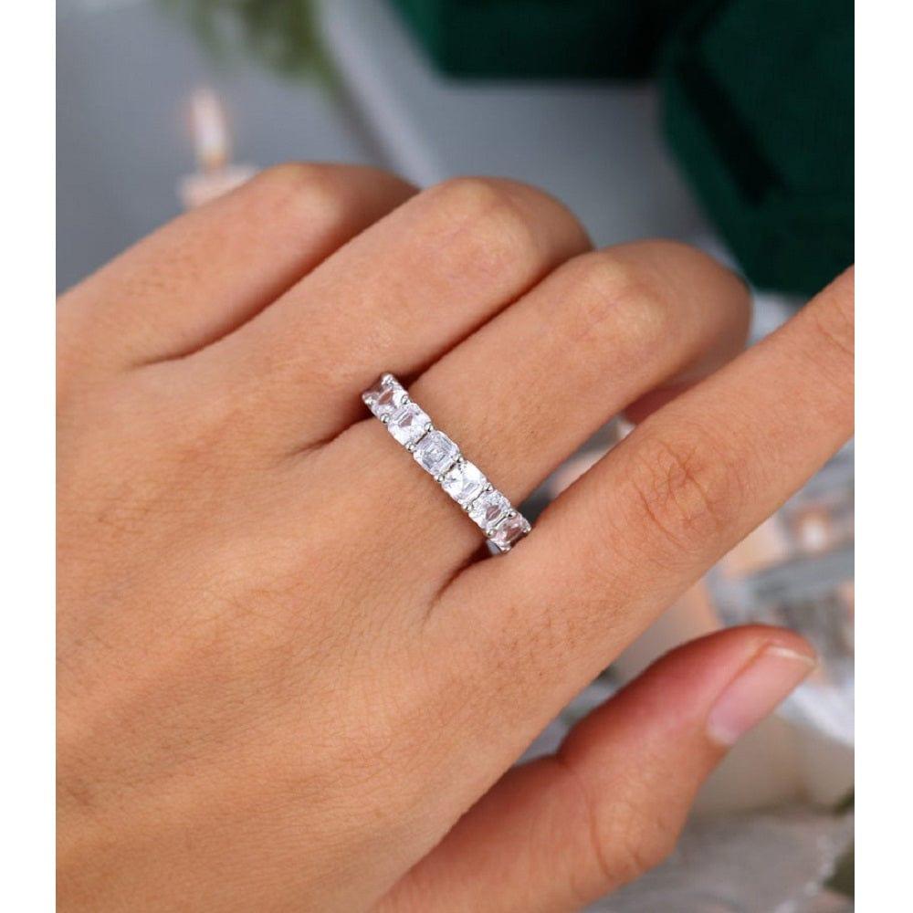 ASSCHER CUT WEDDING BRIDAL STACKING MATCHING BAND PROMISE GIFT