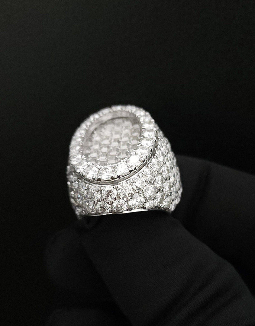 BEAUTIFUL OVAL SHAPE MEN’S HIP HOP 925 SILVER MOISSANITE DIAMOND BAGUETTE RING