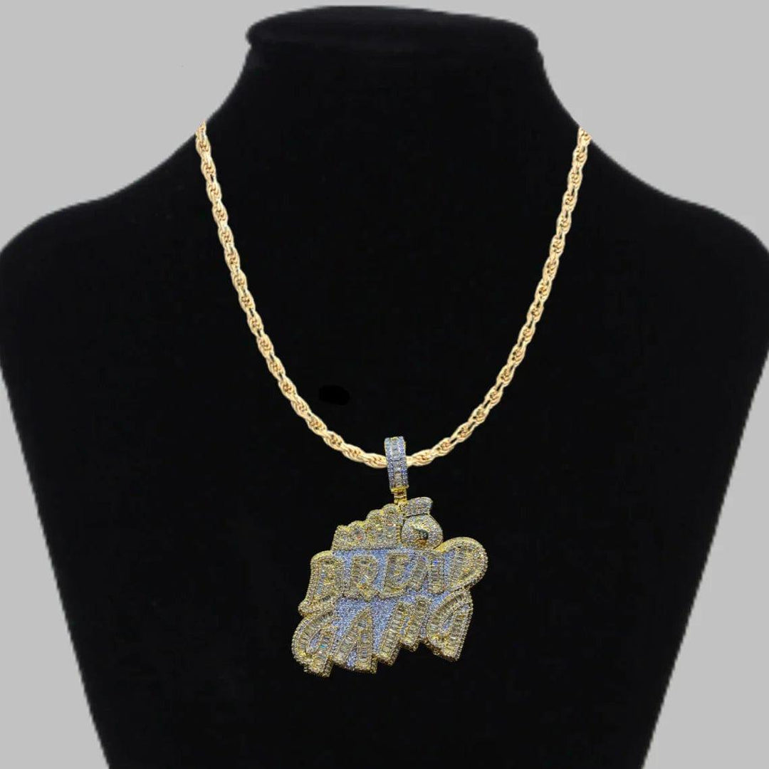 BREAD GANG MONEY BAG MOISSANITE BAGUETTE & ROUND DIAMOND ICED OUT PENDANT