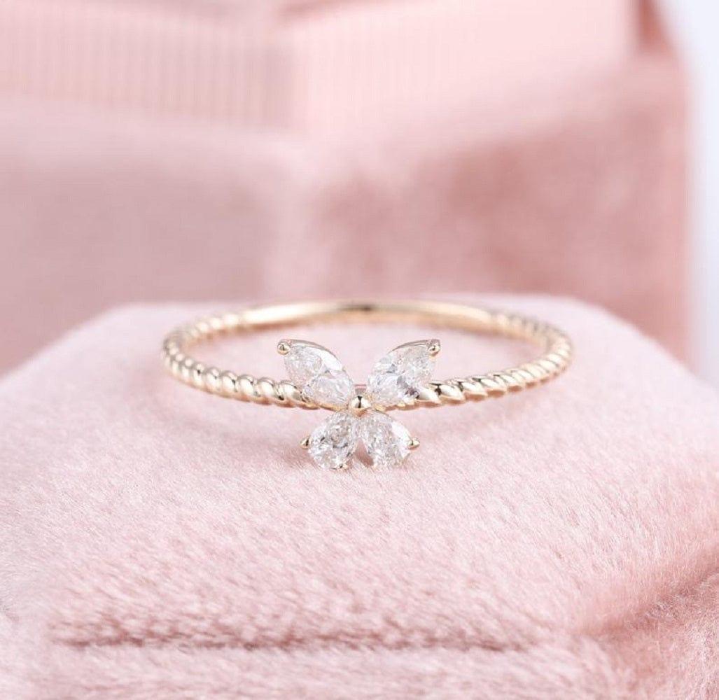 BUTTERFLY MOOD CUTE ROSE GOLD PROMISE DAINTY STACKABLE RING