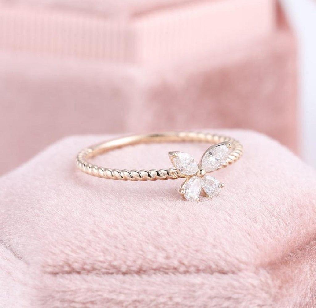 BUTTERFLY MOOD CUTE ROSE GOLD PROMISE DAINTY STACKABLE RING