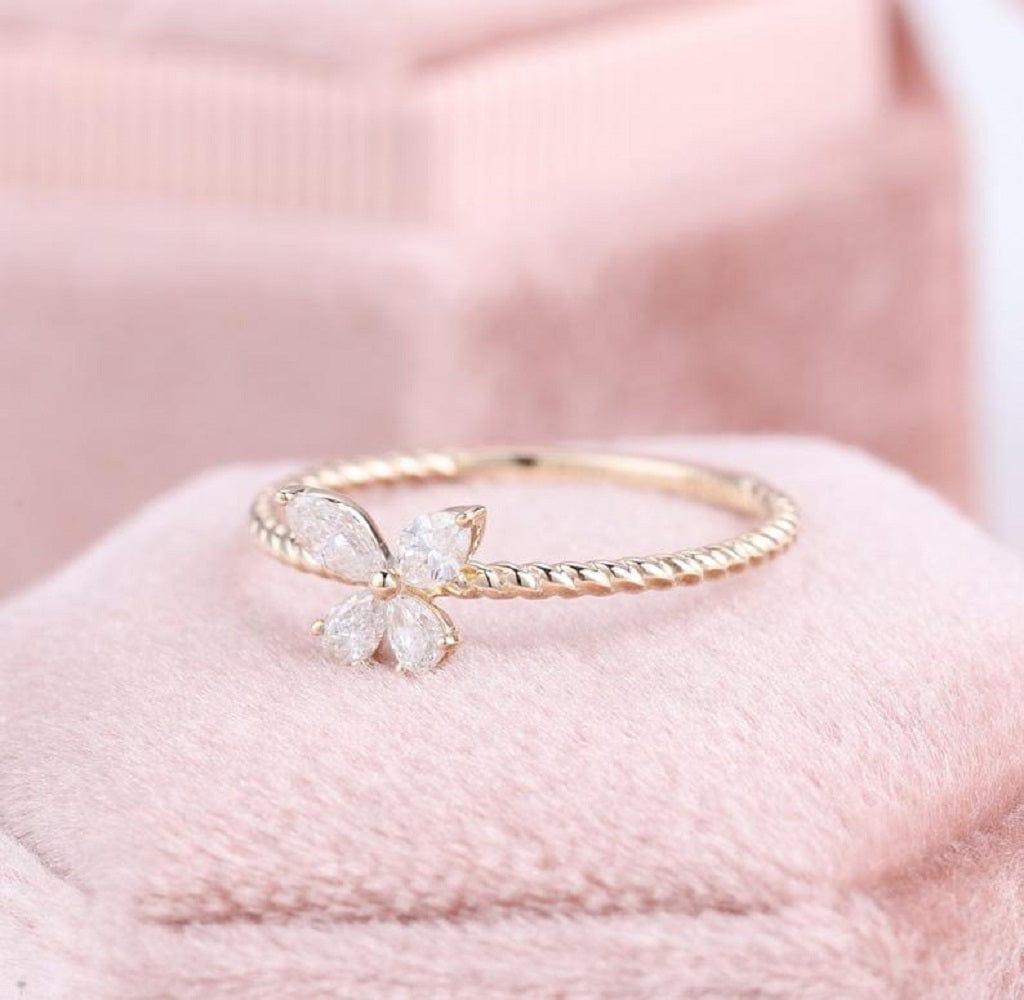 BUTTERFLY MOOD CUTE ROSE GOLD PROMISE DAINTY STACKABLE RING