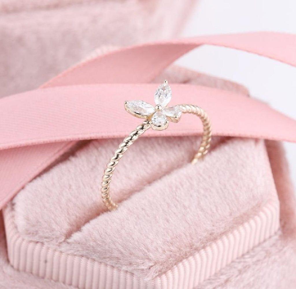 BUTTERFLY MOOD CUTE ROSE GOLD PROMISE DAINTY STACKABLE RING