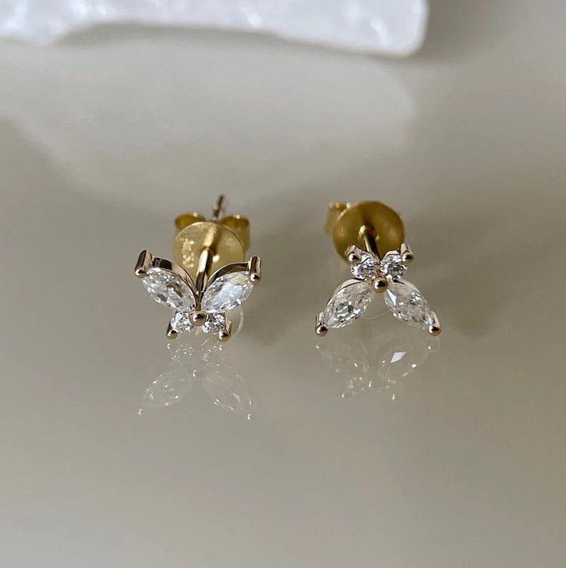 BUTTERFLY STYLE MARQUISE/ROUND CUT MOISSANITE STUD EARRING