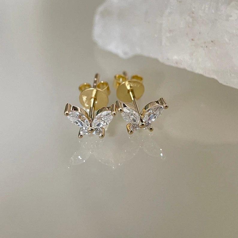 BUTTERFLY STYLE MARQUISE/ROUND CUT MOISSANITE STUD EARRING