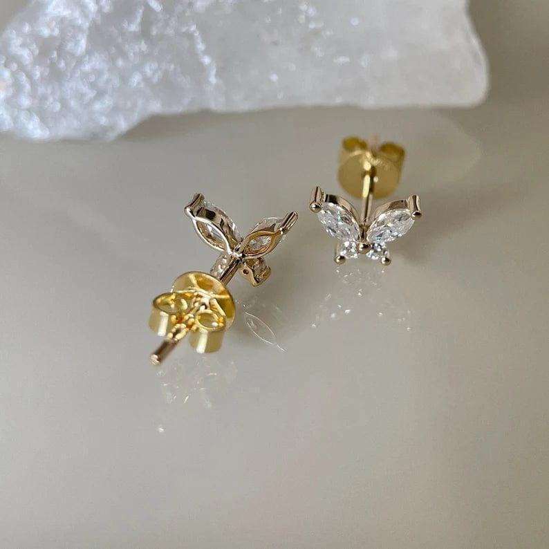 BUTTERFLY STYLE MARQUISE/ROUND CUT MOISSANITE STUD EARRING