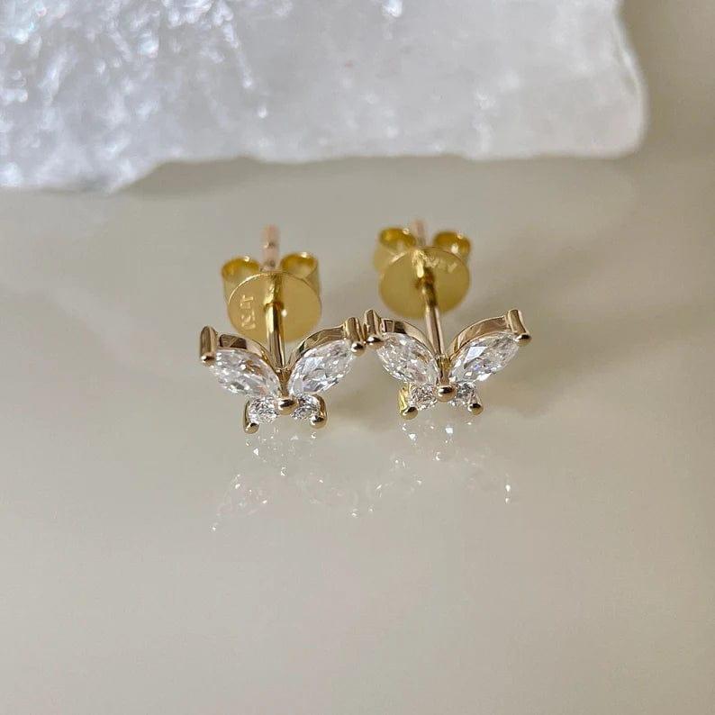 BUTTERFLY STYLE MARQUISE/ROUND CUT MOISSANITE STUD EARRING