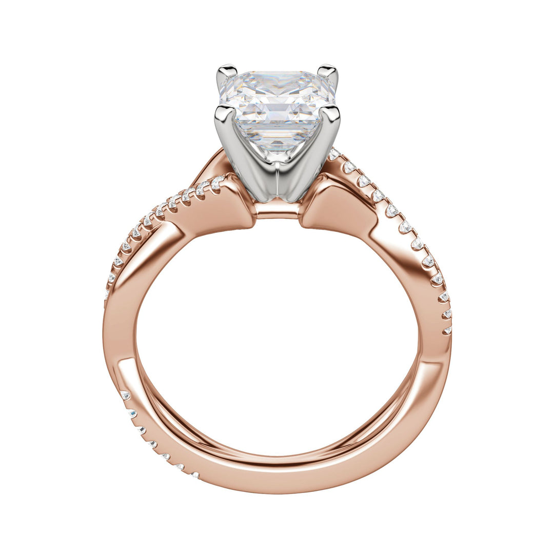 CHIC ACCENTED ASSCHER CUT MOISSANITE ENGAGEMENT RING