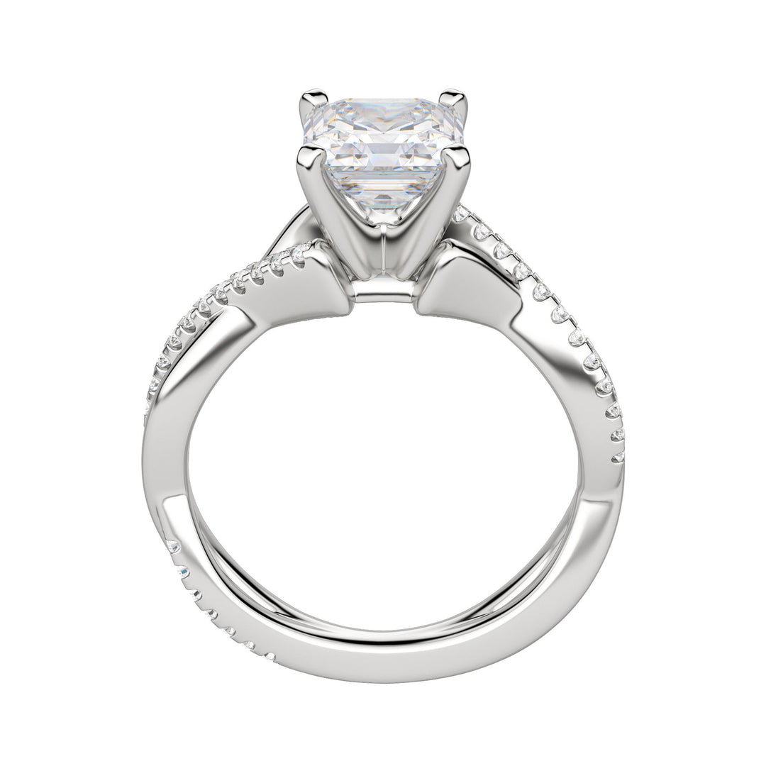 CHIC ACCENTED ASSCHER CUT MOISSANITE ENGAGEMENT RING