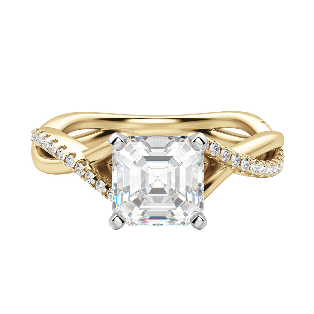 CHIC ACCENTED ASSCHER CUT MOISSANITE ENGAGEMENT RING