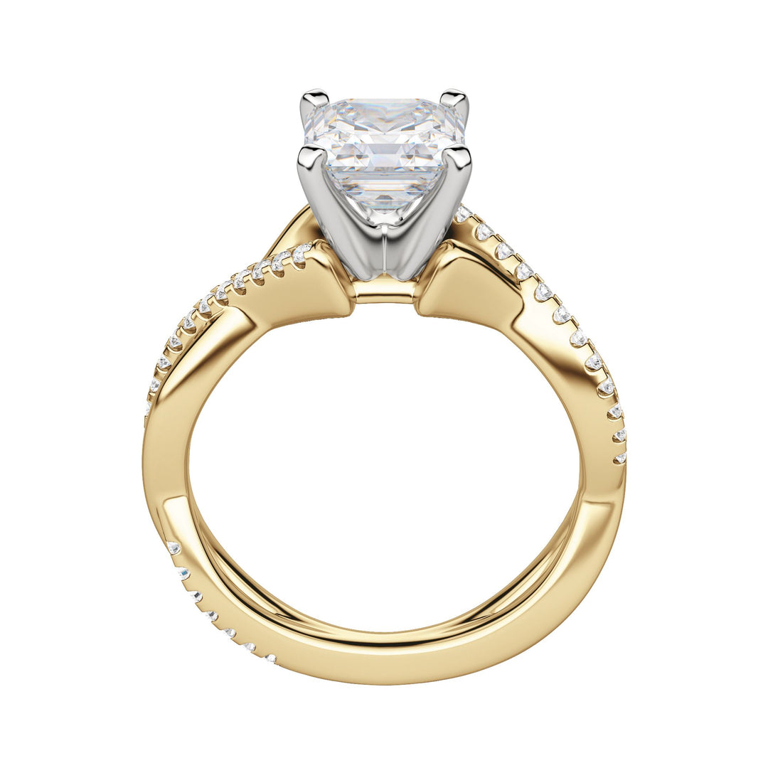 CHIC ACCENTED ASSCHER CUT MOISSANITE ENGAGEMENT RING