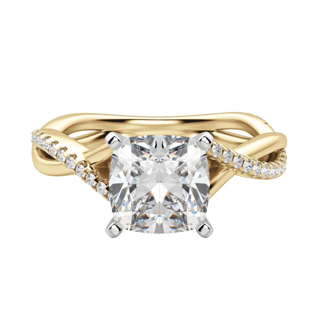 CHIC ACCENTED CUSHION CUT MOISSANITE ENGAGEMENT RING