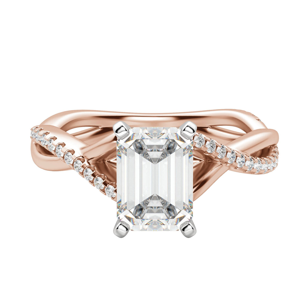 CHIC ACCENTED EMERALD CUT MOISSANITE ENGAGEMENT RING