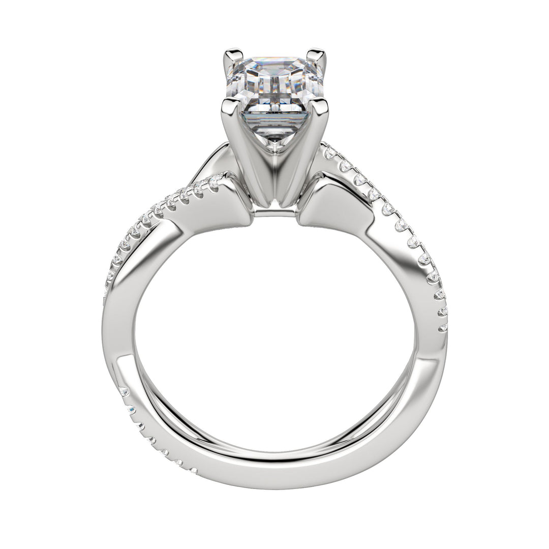 CHIC ACCENTED EMERALD CUT MOISSANITE ENGAGEMENT RING