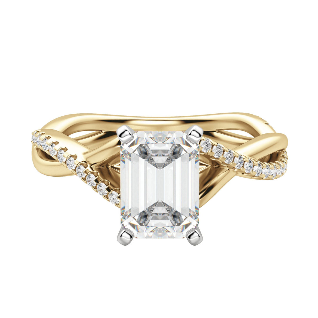 CHIC ACCENTED EMERALD CUT MOISSANITE ENGAGEMENT RING