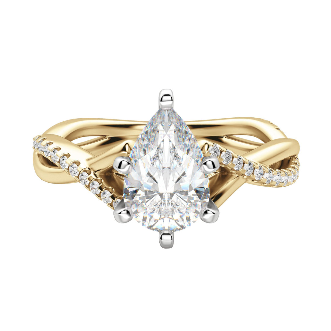 CHIC ACCENTED PEAR CUT MOISSANITE ENGAGEMENT RING