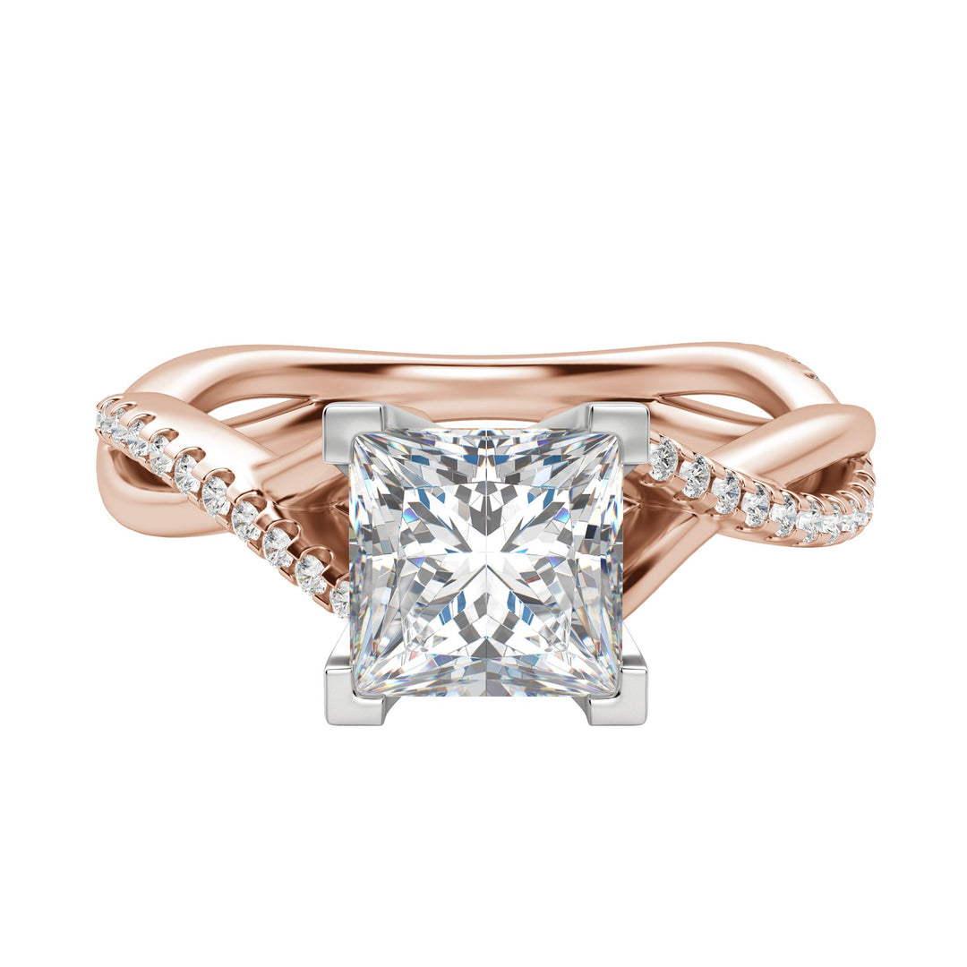 CHIC ACCENTED PRINCESS CUT MOISSANITE ENGAGEMENT RING