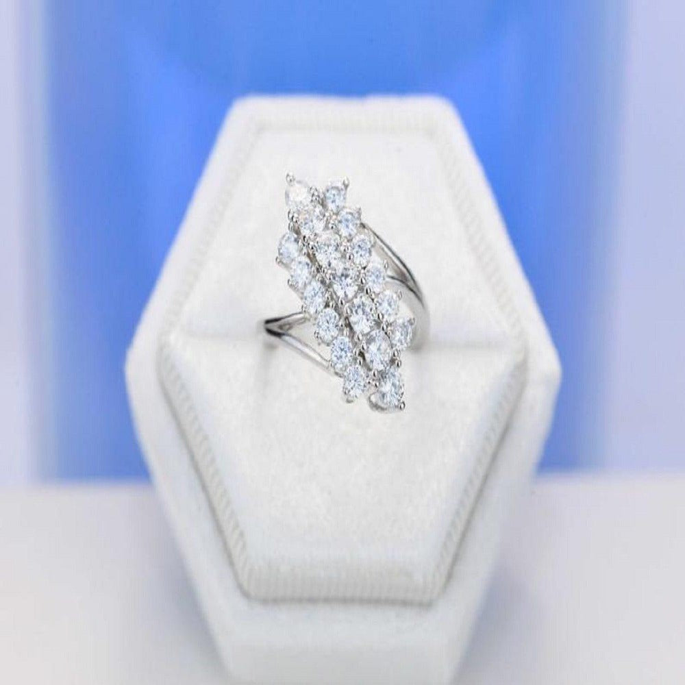 COCKTAIL BRIDAL STATEMENT MOISSANITE CLUSTER PRIMISE RING ANNIVERSARY GIFT