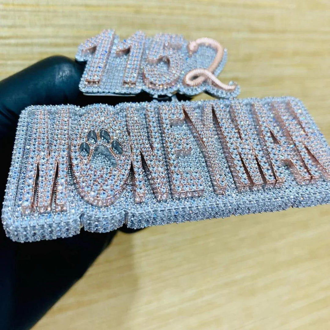 CUSTOM NAME/NUMBER DOUBLE LAYER HIP HOP FULL ICED OUT PENDANT