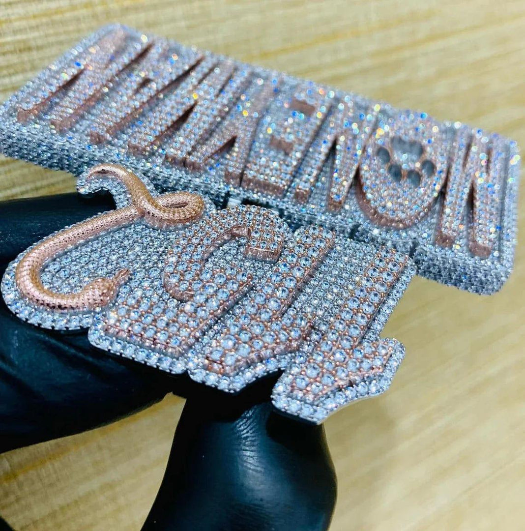 CUSTOM NAME/NUMBER DOUBLE LAYER HIP HOP FULL ICED OUT PENDANT