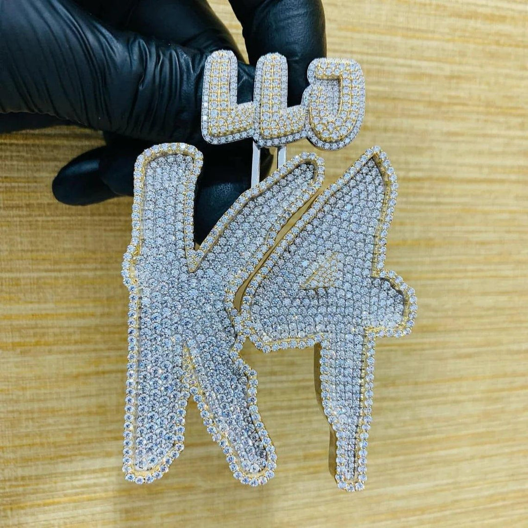 CUSTOM NUMBER LETTER MOISSANITE HIP HOP CHARM ICED OUT PENDANT