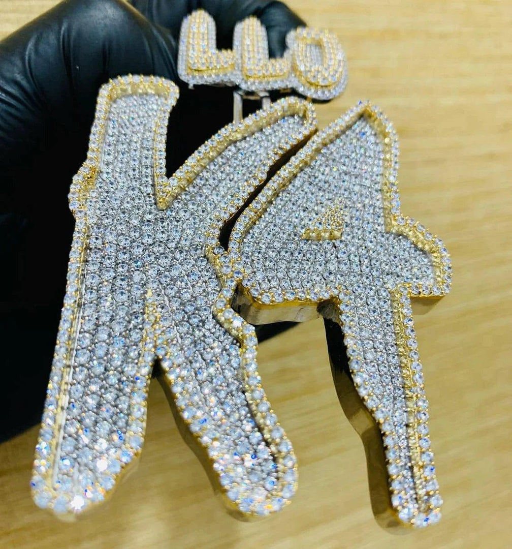 CUSTOM NUMBER LETTER MOISSANITE HIP HOP CHARM ICED OUT PENDANT