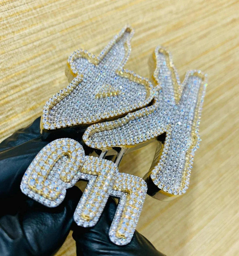 CUSTOM NUMBER LETTER MOISSANITE HIP HOP CHARM ICED OUT PENDANT