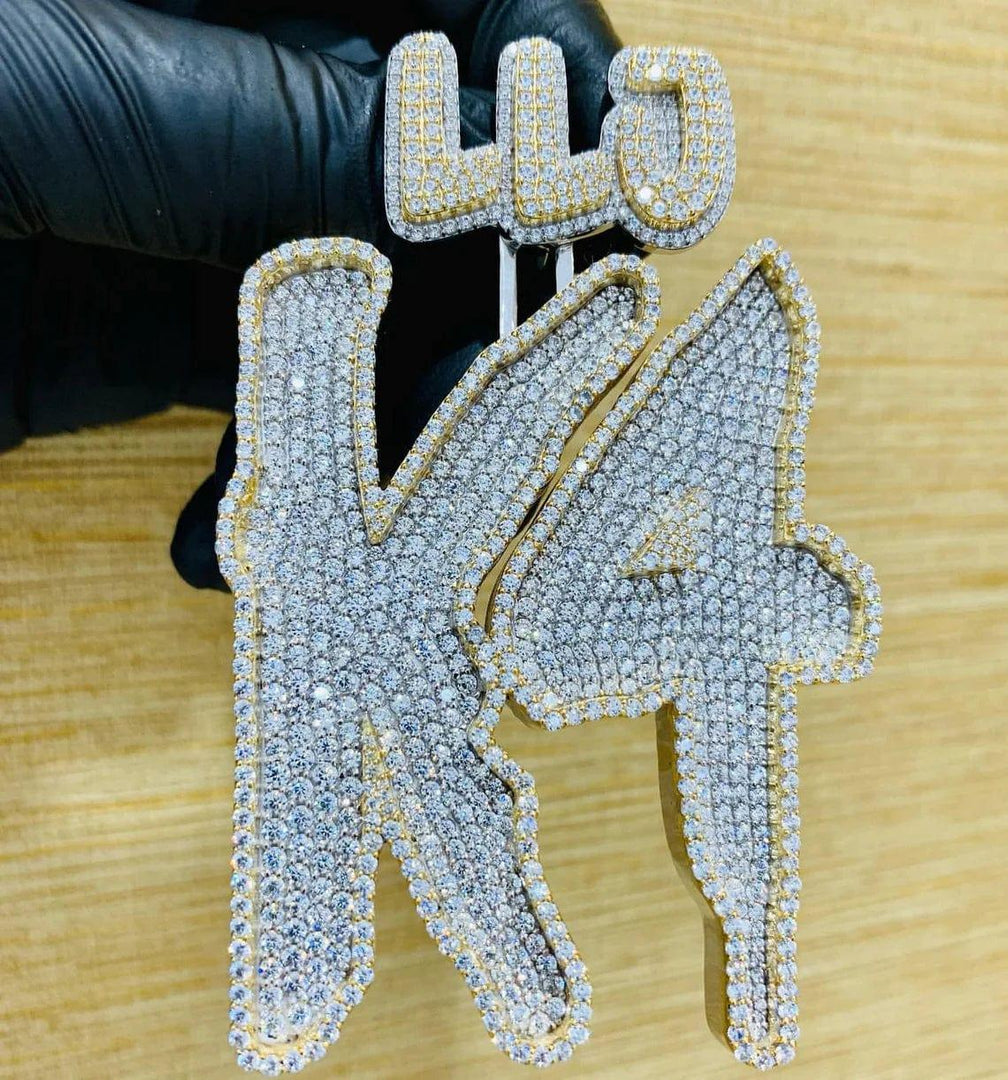 CUSTOM NUMBER LETTER MOISSANITE HIP HOP CHARM ICED OUT PENDANT