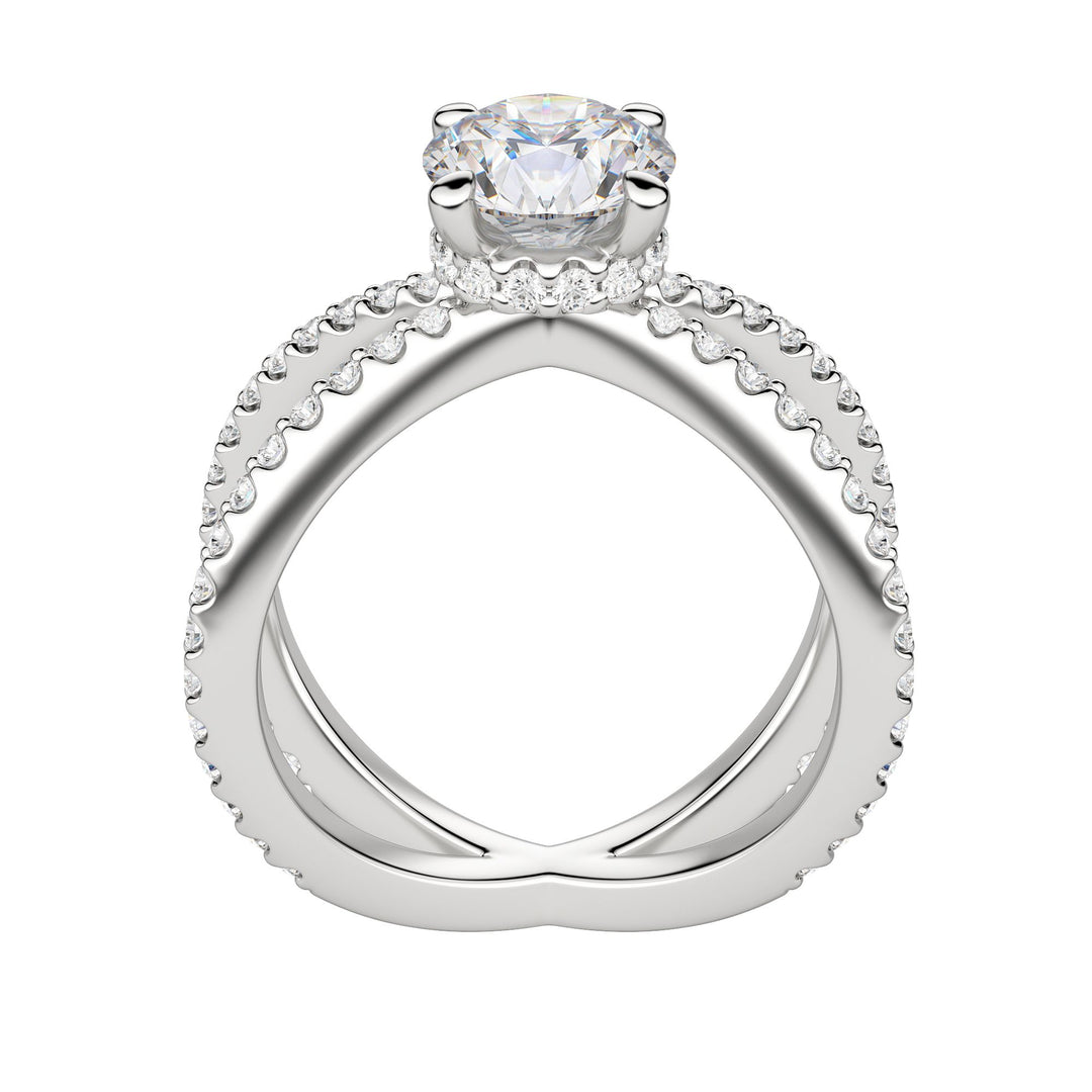 DEMI ACCENTED ROUND CUT MOISSANITE ENGAGEMENT RING