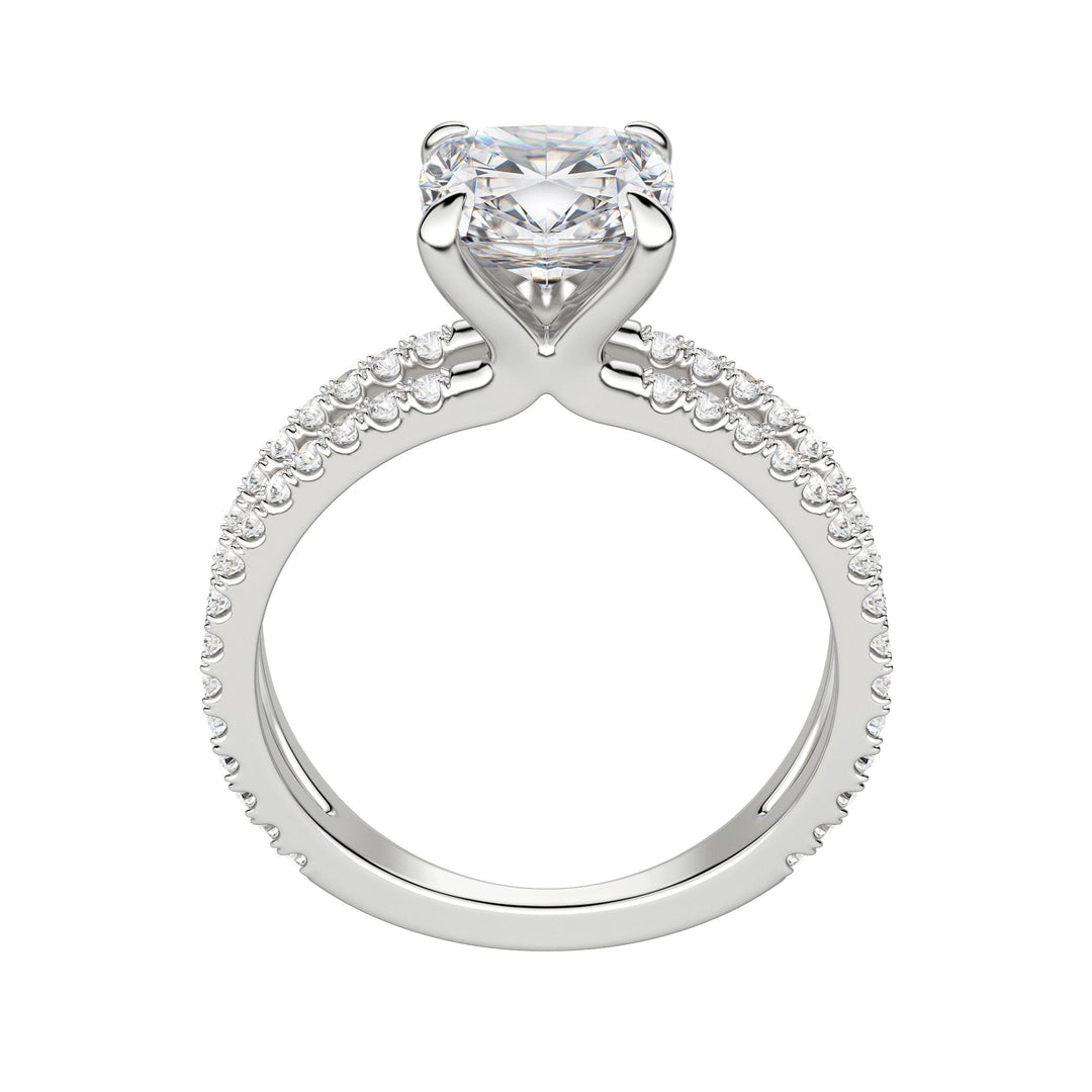 DUET ACCENTED CUSHION CUT MOISSANITE ENGAGEMENT RING