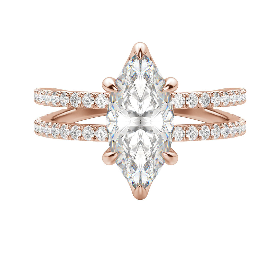 DUET ACCENTED MARQUISE CUT MOISSANITE ENGAGEMENT RING