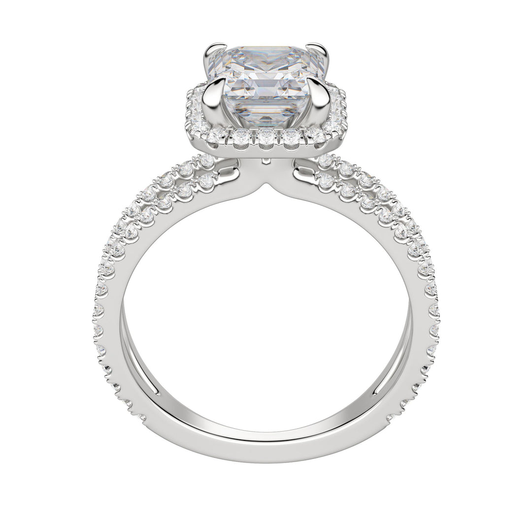 DUET HALO ASSCHER CUT MOISSANITE ENGAGEMENT RING