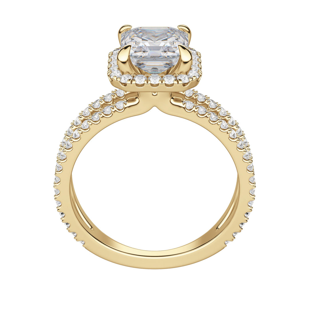 DUET HALO ASSCHER CUT MOISSANITE ENGAGEMENT RING