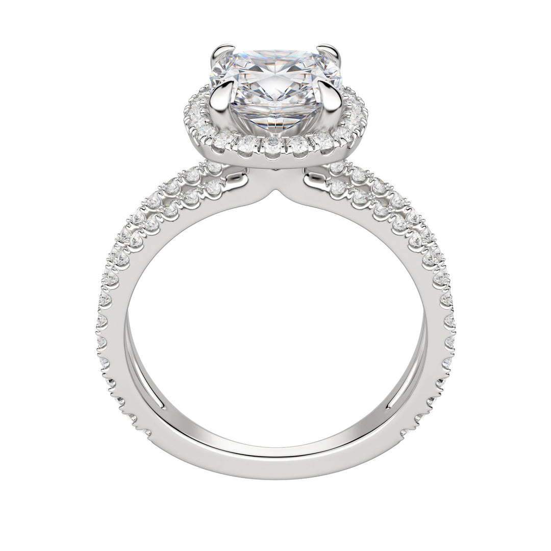 DUET HALO CUSHION CUT MOISSANITE ENGAGEMENT RING